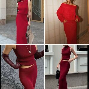 Red Knit Two-Piece Set